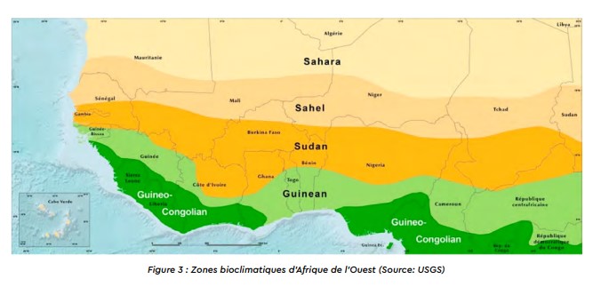 régions climatiques de l'Afrique de l'Ouest